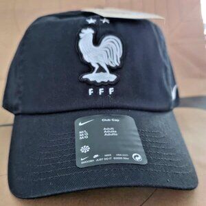 French National Football Nike Club Soccer Cap Structured Black M/L C005821-FRFF